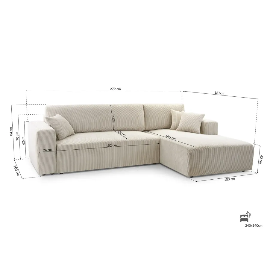 Ecksofa PULA Cord Schlafsofa
